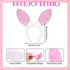 GANSHAYA 4 Pcs Halloween Bunny Girl Accessories Bunny Headband Tail White Bracelets Rabbit Costume for Women Halloween Cosplay Party Dress Up