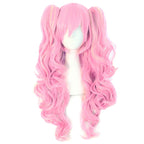 MapofBeauty Multi-color Lolita Long Curly Clip on synthetic Ponytails Cosplay Wig (Pink/Blonde)