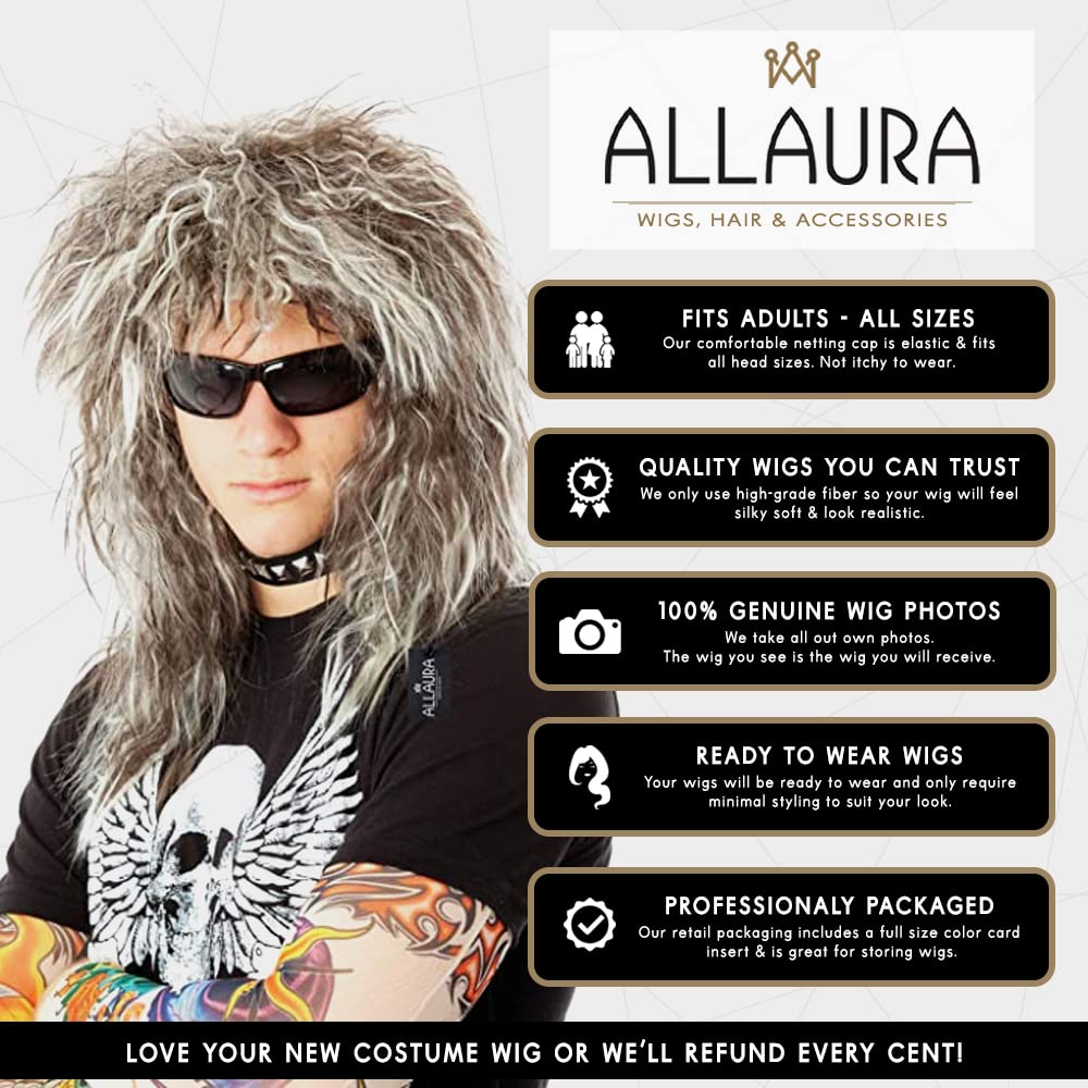 ALLAURA Compatible with Sonny Bono Wig – 60s 70s Men’s Short Brown Wig + Mustache for Hippie, Singer, TV Star, Cop, Detective Costumes – Liberty Duo, Limu & Doug, Uncle Rico, Retro Halloween Outfit