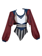 haikyuu Women Vi Cosplay One Piece Swimsuit Striped Anime Bathing Suit Bodysuit with Wrap Skirt (US, Alpha, X-Large, Regular, Regular, Standard, Multicolored)