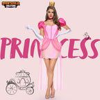 Spooktacular Creations Pink Princess Costume Women, Halloween Fairy Tale Dress Adult Fancy Skirt With Necklace Crown Gloves for Birthday Cosplay Parites-S