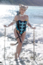 Cosfun Women Genshin Swimsuit One Piece Bunny Bodysuit Bunny Costume Genshin Lynette Cosplay Swimsuit Jumpsuit Suit FY0019 XS