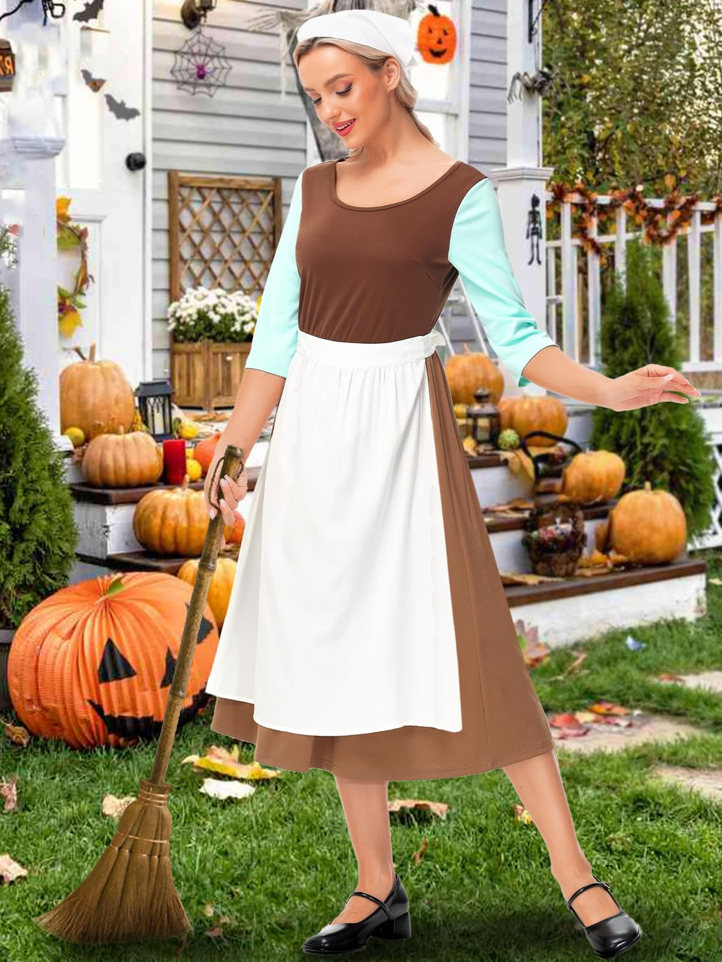Deerose Womens Halloween Maid Brown Costume Adult Ciinders Cosplay With Apron XS
