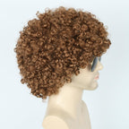 Topcosplay Brown Afro Wig for Men or Women Short Curly Halloween Disco Rock Hippie Costume 70s 80s Wigs