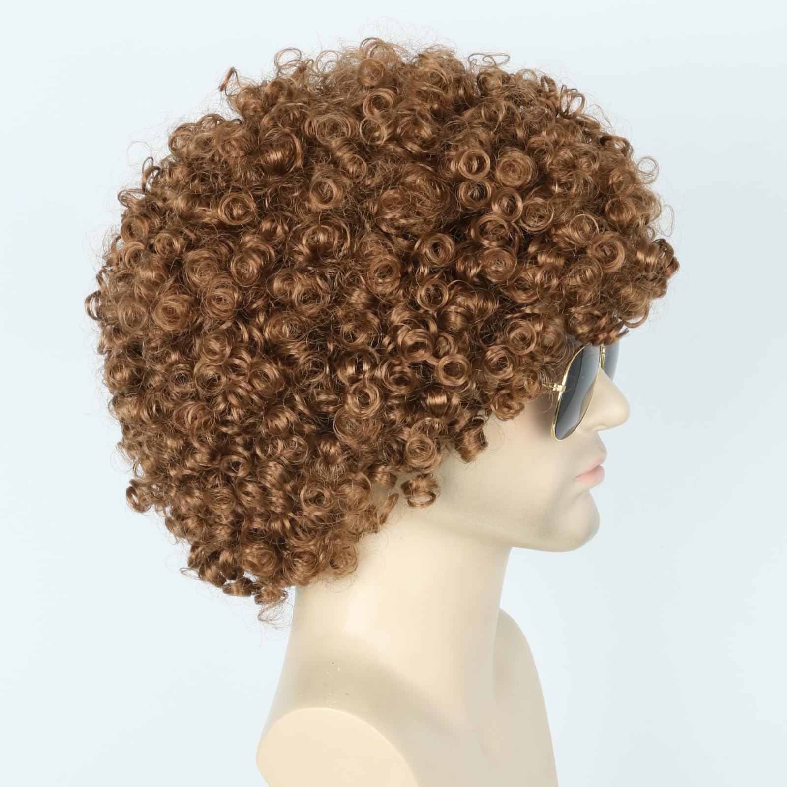 Topcosplay Brown Afro Wig for Men or Women Short Curly Halloween Disco Rock Hippie Costume 70s 80s Wigs