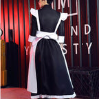Volrath Womens Japanese Maid Cosplay Costume Fancy Black White Dress Outfit Halloween Apron with Headwear Socks Sets(XXL,BlakcW)
