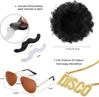 6 Pcs Mens 70s Disco Outfits Retro Halloween Couples Costume with Bell Bottom Pants