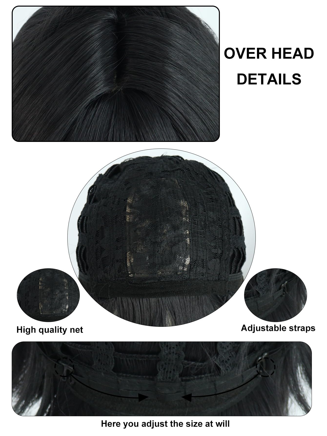 JoneTing Black Braided Wig【+Hair Cap】 Long Black Ponytail Wigs with Braids for Women Shadow Cosplay wig Blacked Ponytail Wig Long Braided Wig BG3 Cosplay Wig for Party Shadow Costume Outfit Halloween