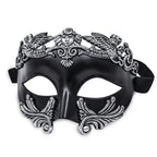 MYSEUNI Silver Masquerade Mask for Men - Greek Roman Venetian Half Face Mask for Mardi Gras Costumes Prom Halloween Masked Ball Cosplay Party