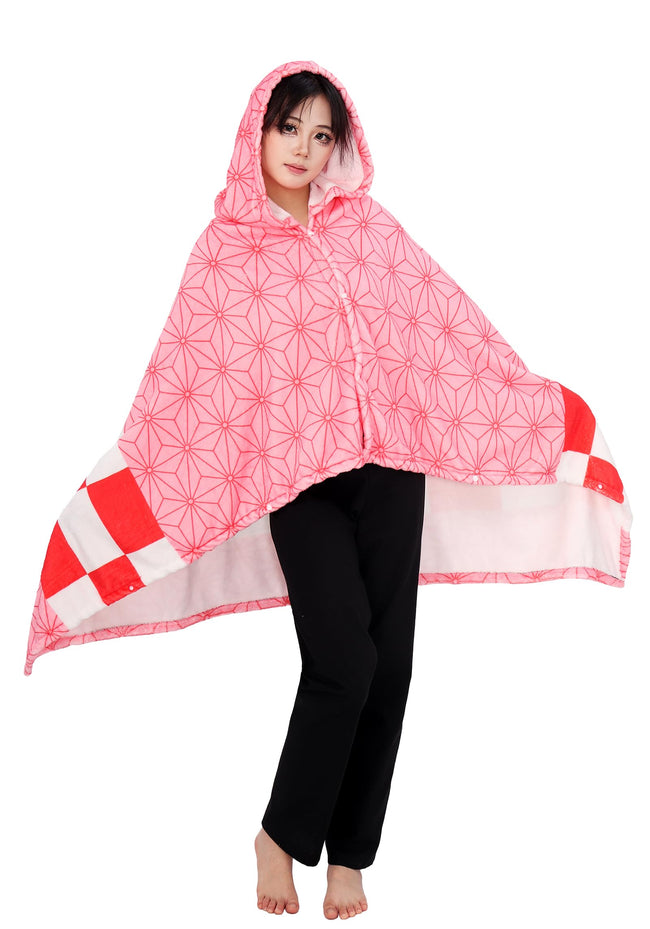 DAZCOS Anime Wearable Blanket Hooded Cosplay Hoodie Cloak Shawl Wrap Soft Blanket for Indoor Outdoor Use Halloween Party (B) Hover Image