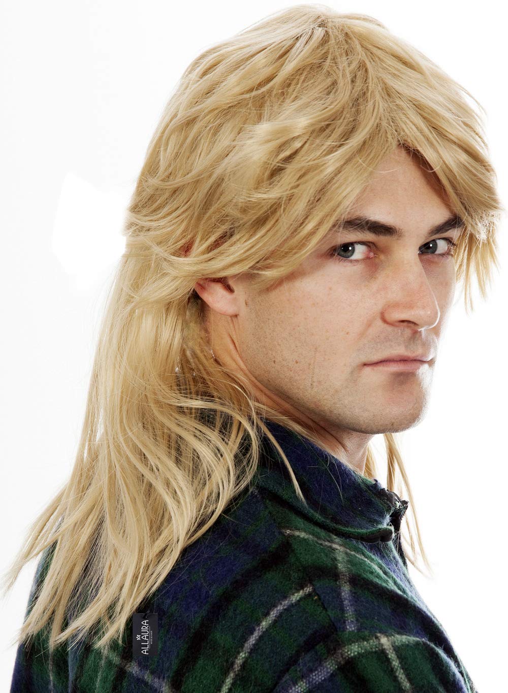 ALLAURA Compatible with Sonny Bono Wig – 60s 70s Men’s Short Brown Wig + Mustache for Hippie, Singer, TV Star, Cop, Detective Costumes – Liberty Duo, Limu & Doug, Uncle Rico, Retro Halloween Outfit