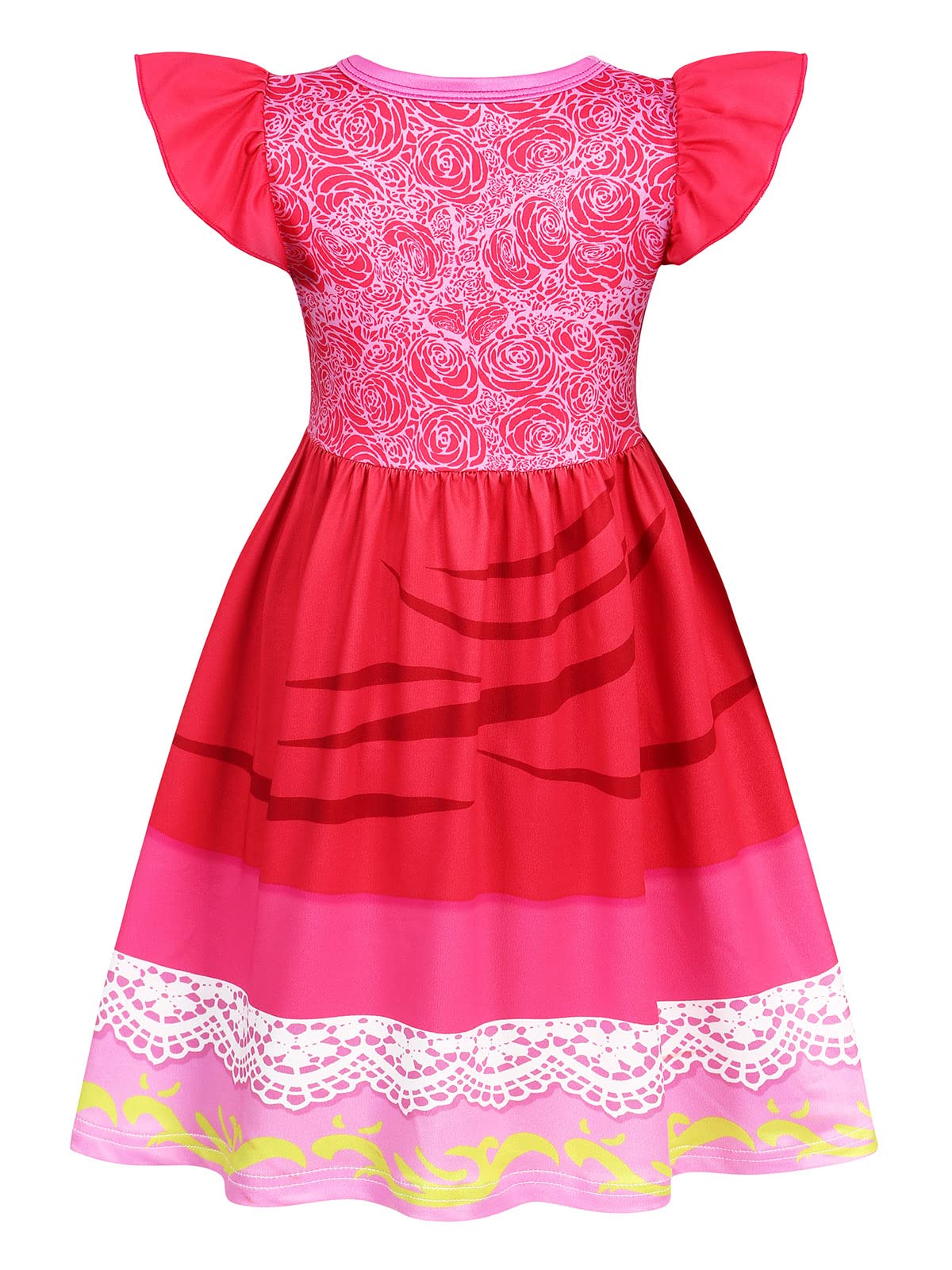 Princess Costume Dress for Girls Halloween Birthday Party Cosplay Flutter Sleeve Pink Fancy Dresses