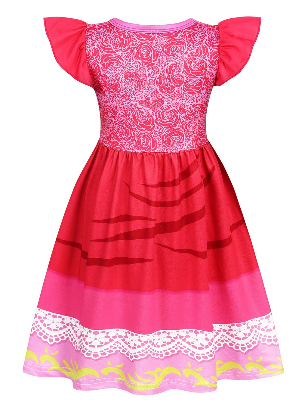 Princess Costume Dress for Girls Halloween Birthday Party Cosplay Flutter Sleeve Pink Fancy Dresses