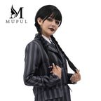 MUPUL Black Braided Wig With Bangs Long Braid Wig Cosplay Halloween Costume Wigs For Women