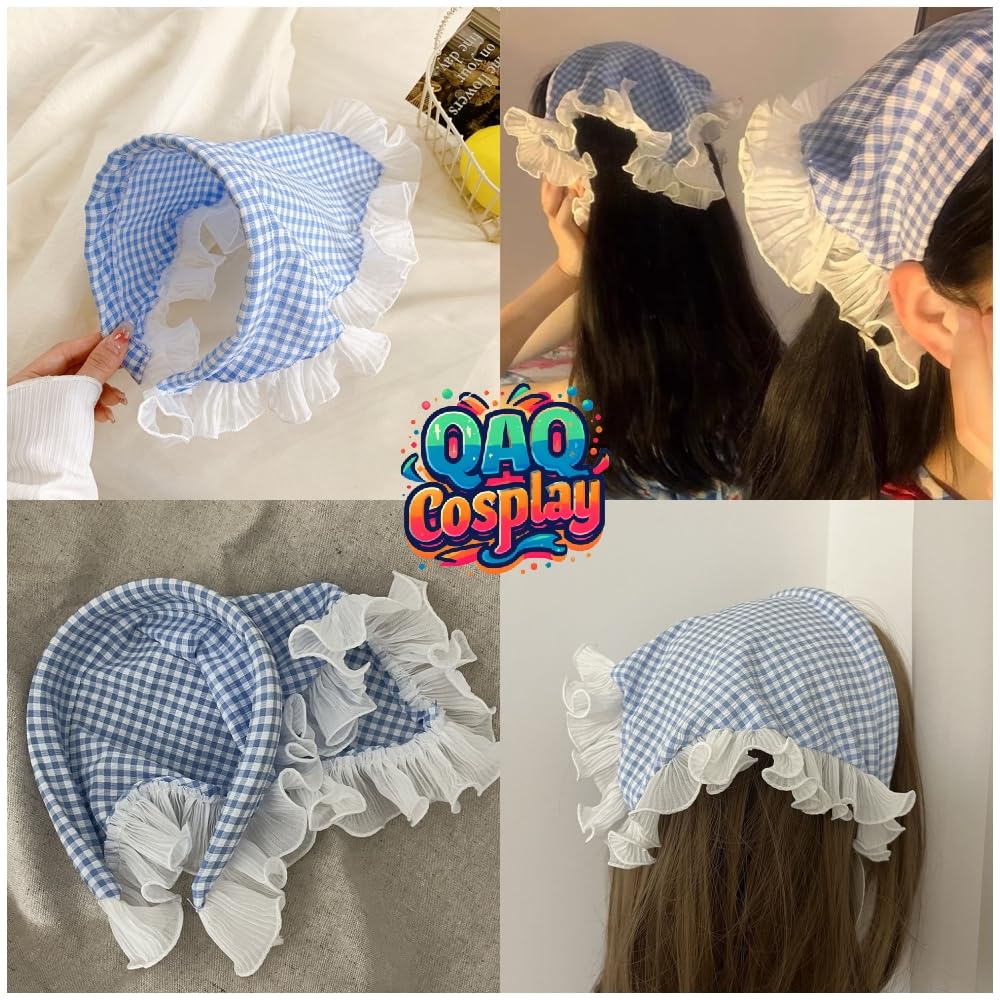 Women's Blue Gingham Costume, Storybook Character Dress Set for Halloween, Cosplay, and Themed Parties