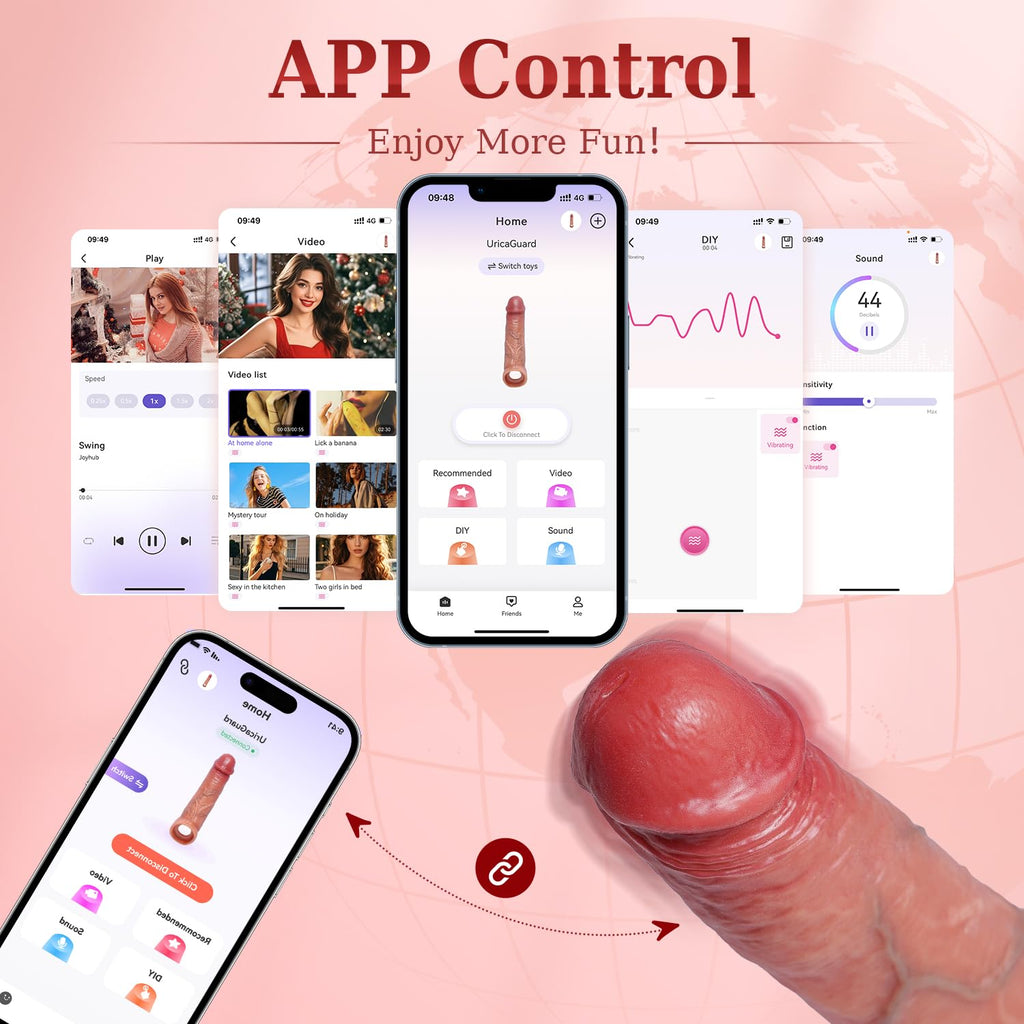 Penis Sleeve Cock Sleeve Vibrator - FYSHAVO 5IN1 Realistic Adult Male Sex Toys for Men Penis Extender Vibrating Cock Ring, Smart App & Remote Control, Elastic Penis Ring to Enlarge for Men Couples