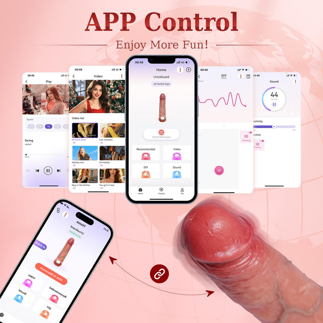 Penis Sleeve Cock Sleeve Vibrator - FYSHAVO 5IN1 Realistic Adult Male Sex Toys for Men Penis Extender Vibrating Cock Ring, Smart App & Remote Control, Elastic Penis Ring to Enlarge for Men Couples Main Image