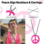 FunMular 60s 70s Outfits for Women Disco Hippie Costume Clothes Woman Peace Sign Earring Headband Fringe Vest Tassel Cardigan