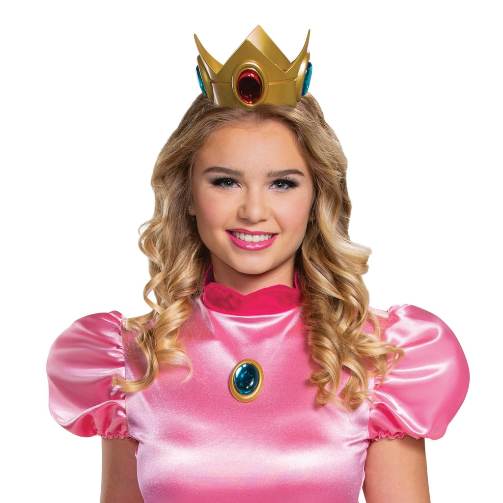 Disguise Princess Peach Costume, Official Nintendo Super Mario Bros Adult Costume Dress and Crown, Womens Size Small (4-6)