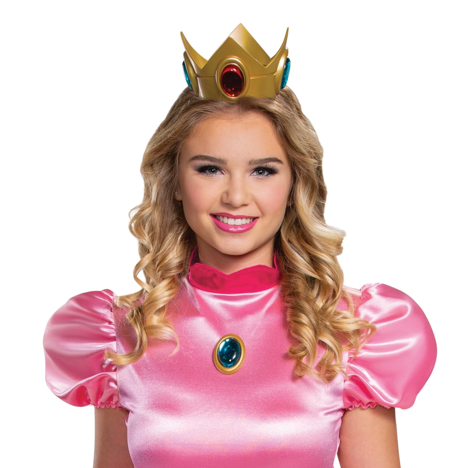 Disguise Princess Peach Costume, Official Nintendo Super Mario Bros Adult Costume Dress and Crown, Womens Size Small (4-6)