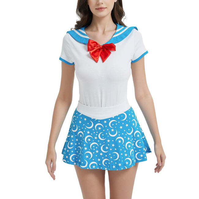 kiligspace Cotton Romper Onesie Pajamas Bodysuit Button Crotch Romper-Sailor Moon Onesie Skirt Set Hover Image
