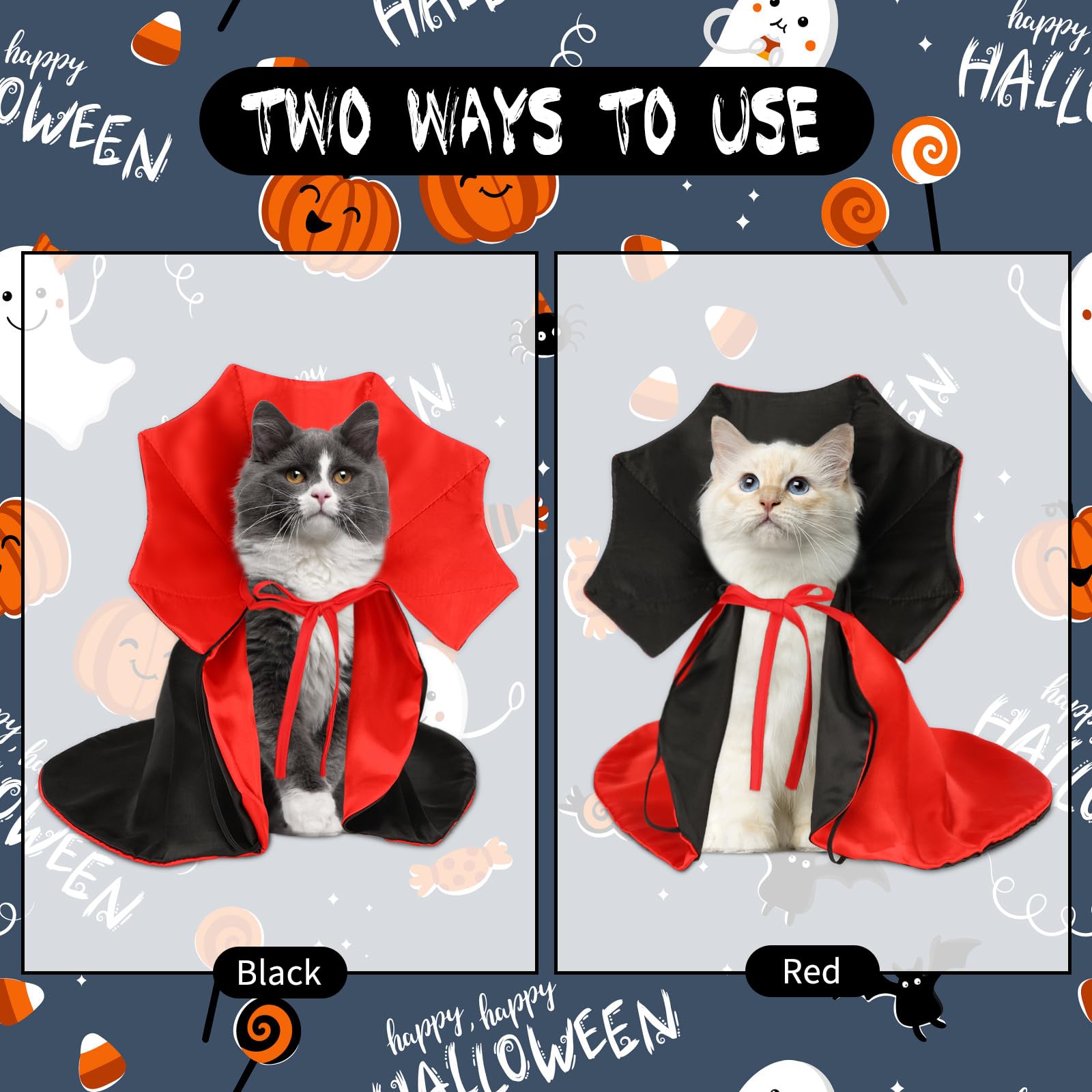 Rypet Cat Vampire Cloak Funny Dog Halloween Costumes Dog Mantle Apparel Pet Clothing Vampire Cape for Cat Puppy Small Dog