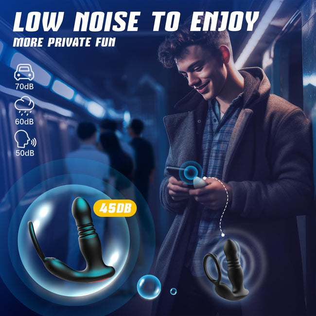 BEISAR Prostate Massager Anal Vibrator Thrusting Vibrating 7 Modes with Cock Ring Anal Plug Anal Sex Toys P Spot Massager Male Sex Toys for Men Enema Dildos Women Couples Remote Control Anal Beads Main Image