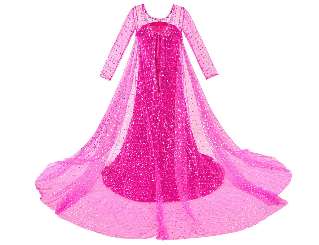 Luxury Princess Dress Costumes with Shining Long Cape Girls Birthday Party