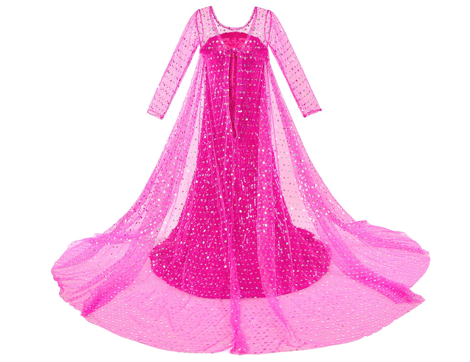 Luxury Princess Dress Costumes with Shining Long Cape Girls Birthday Party