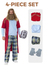 Arvilhill 4 Pcs Fat Thor Beer Belly Costume Set for Adult Men Hoodie Overalls Full Outfit with Sweatshirt Pant Robe Gloves Halloween Funny Comedy Movie Night Theme Party S