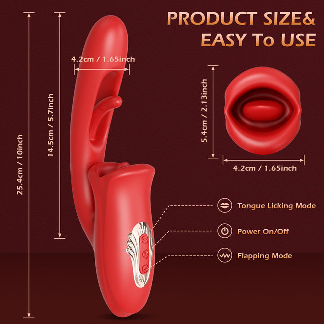Vibrator Adult Sex Toys for Women, APP Remote Control Tongue Rose Sex Toy Dildo Vibrators G Spot Vibrator with 9 Licking Sucking & Flapping Clitoral Stimulator Anal Nipple for Female Men Couples Main Image