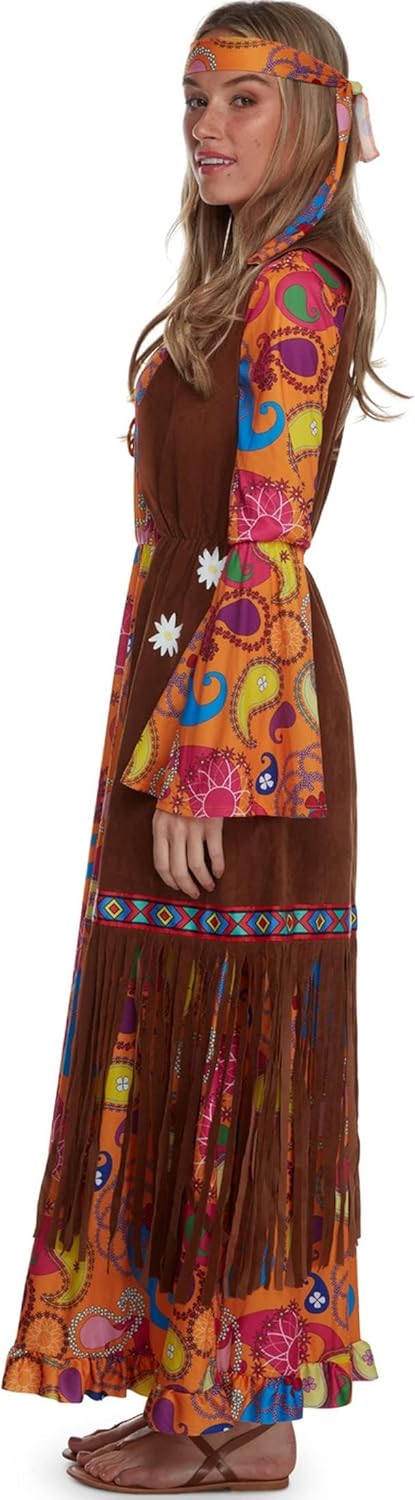 Morph Hippie Costume Women, 70s Costume For Women, 70s Long Dress, Womens 60s Halloween Costumes, Womens Halloween Costumes