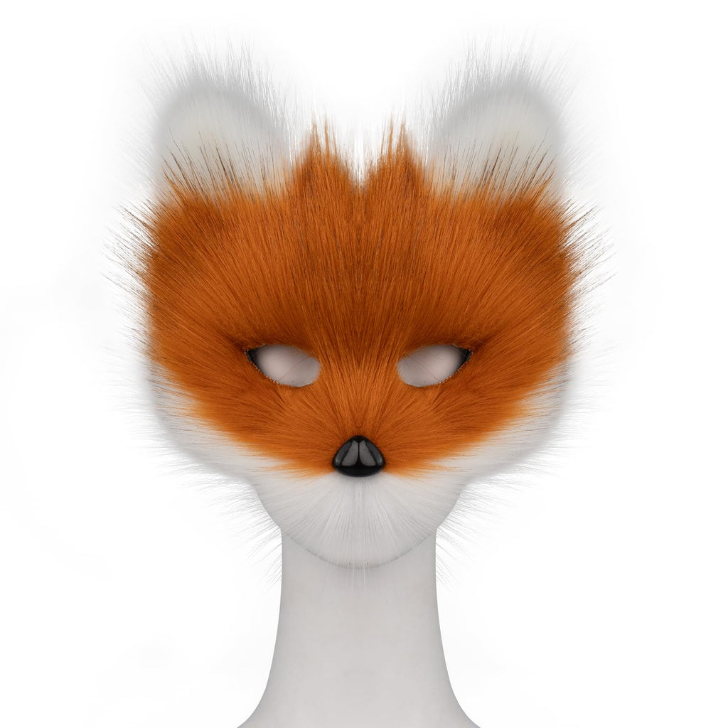 hbbhml Animal Fox Wolf Mask Halloween Party Cosplay Costumes Props Plush Cat Half Face Masks Carnival Christmas Masquerade