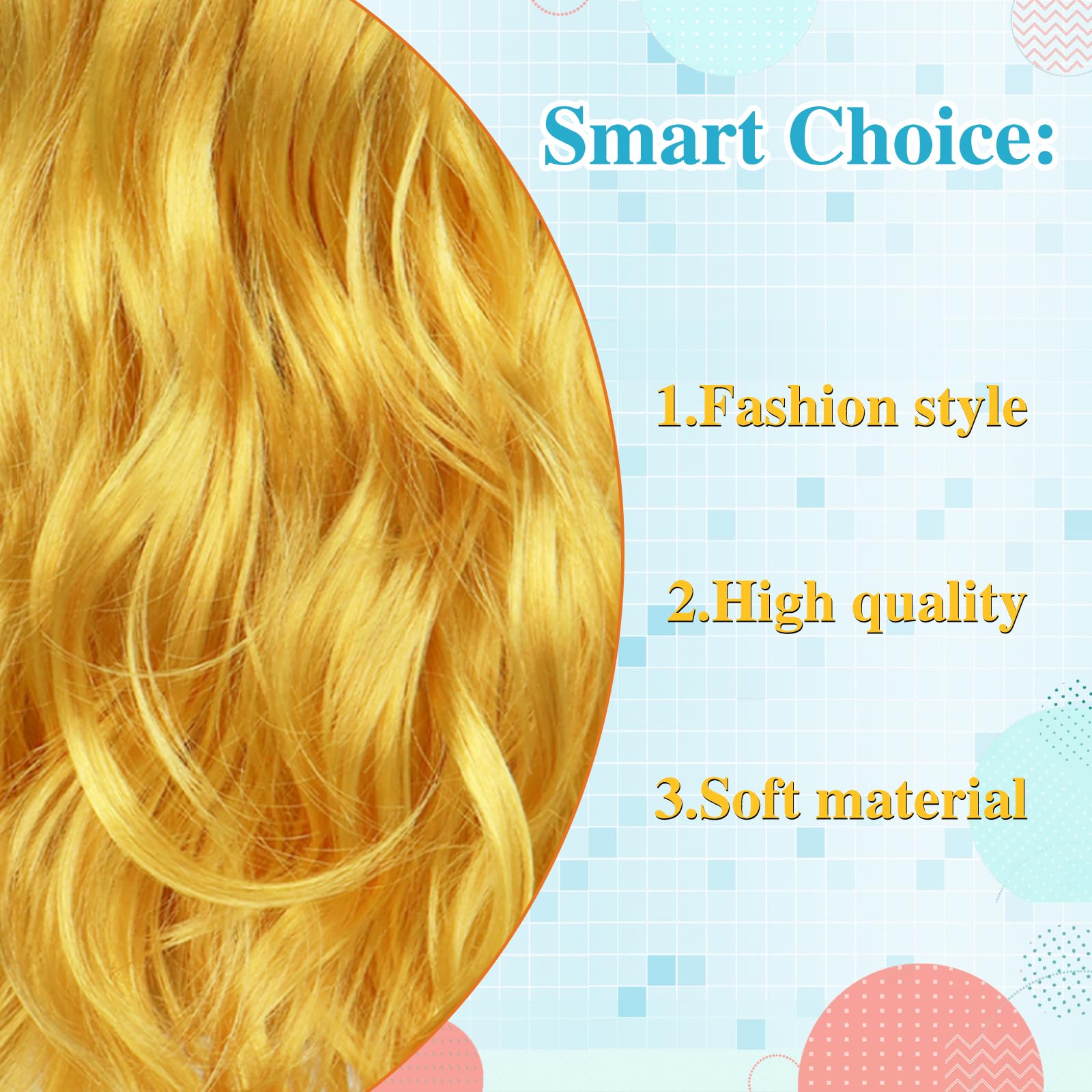 ANOGOL Hair Cap+ 28 Inch Princess Wig for Women Golden Long Wavy Wigs Peach Cosplay Wig Anime Synthetic Hair for Halloween Party Costume (1 Crown+ 1 Wand+ 2 Earrings+ 2 Gloves+ 1 Brooch)