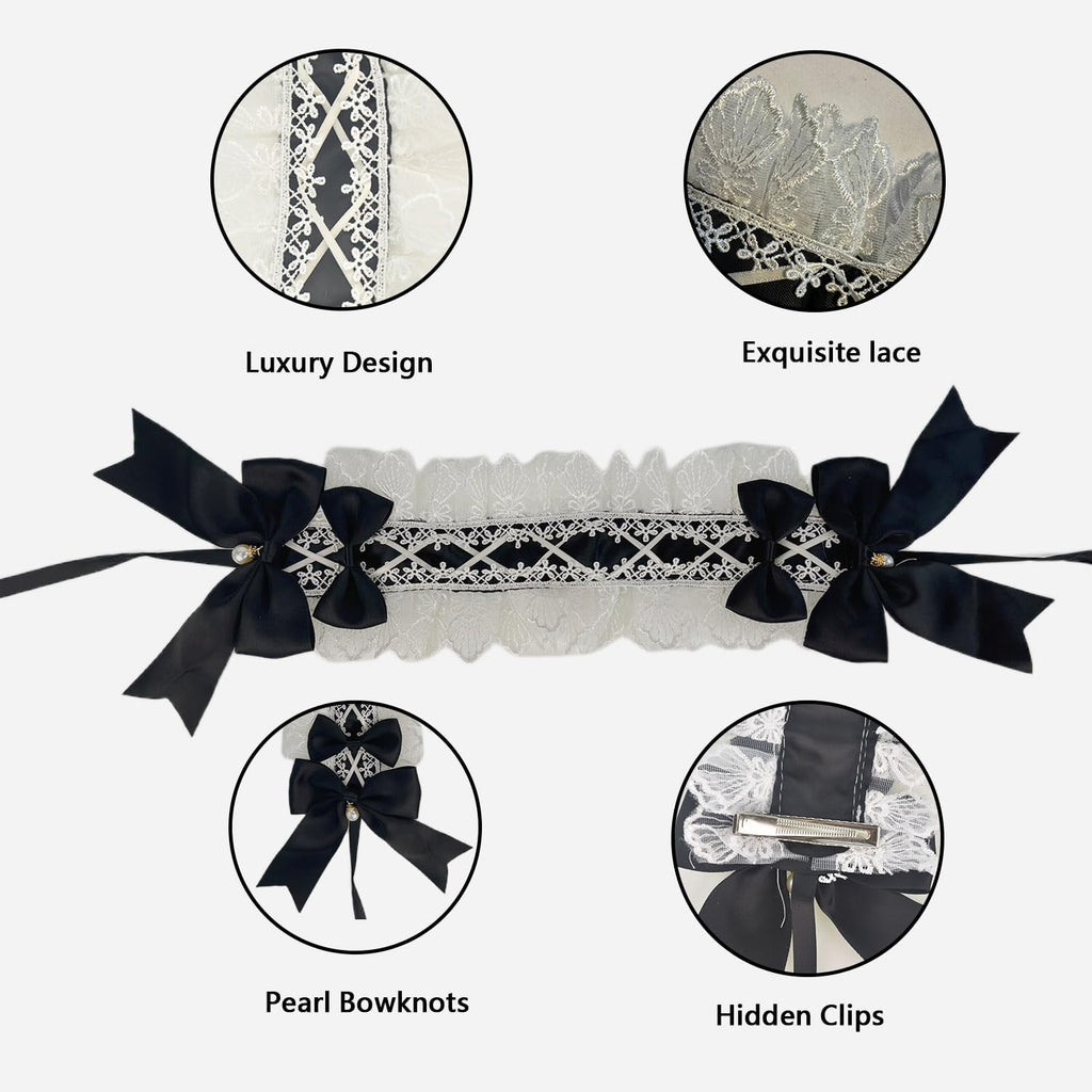 FLAdorepet Large Dog Dress Maid Costume with Headband,Halloween Lolita Costume Outfits for Extra Large Breed Dogs Girl,Puppy Christmas Holiday Wedding Princess Dress (Black, Large(Fit 40-50LBS))