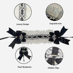 FLAdorepet Large Dog Dress Maid Costume with Headband,Halloween Lolita Costume Outfits for Extra Large Breed Dogs Girl,Puppy Christmas Holiday Wedding Princess Dress (Black, Large(Fit 40-50LBS))