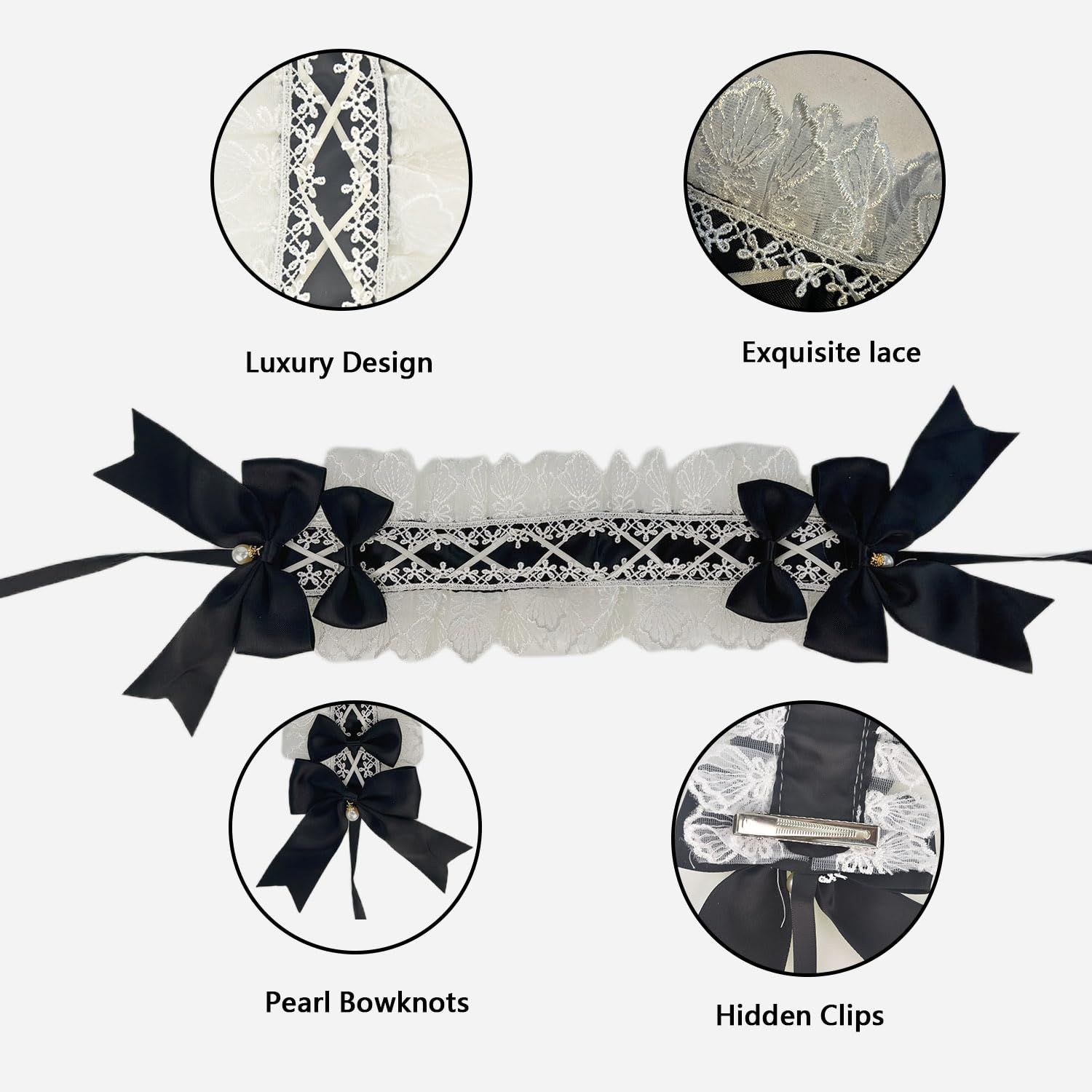 FLAdorepet Large Dog Dress Maid Costume with Headband,Halloween Lolita Costume Outfits for Extra Large Breed Dogs Girl,Puppy Christmas Holiday Wedding Princess Dress (Black, Large(Fit 40-50LBS))