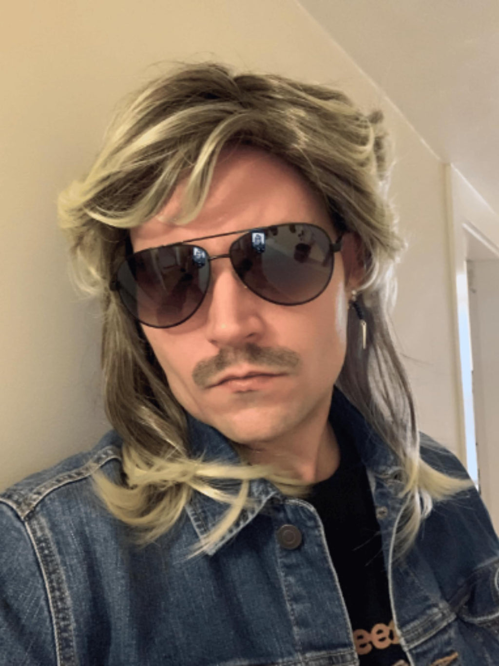 ALLAURA Compatible with Sonny Bono Wig – 60s 70s Men’s Short Brown Wig + Mustache for Hippie, Singer, TV Star, Cop, Detective Costumes – Liberty Duo, Limu & Doug, Uncle Rico, Retro Halloween Outfit