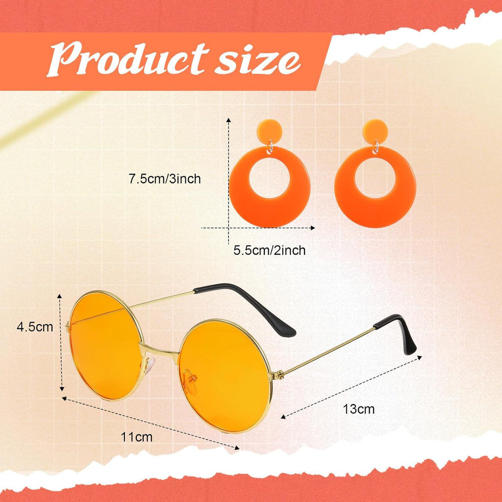 Leumoi 6 Pcs 60s 70s Disco Outfit Women Hippie Costume Accessories Flared Pants Headband Earrings Sunglass