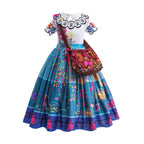 DYJJKM Mirabel Costume for Girls Magic Family Dress Cosplay Princess Halloween Party Outfit (Blue, 5-6 Year)