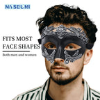 MYSEUNI Silver Masquerade Mask for Men - Greek Roman Venetian Half Face Mask for Mardi Gras Costumes Prom Halloween Masked Ball Cosplay Party