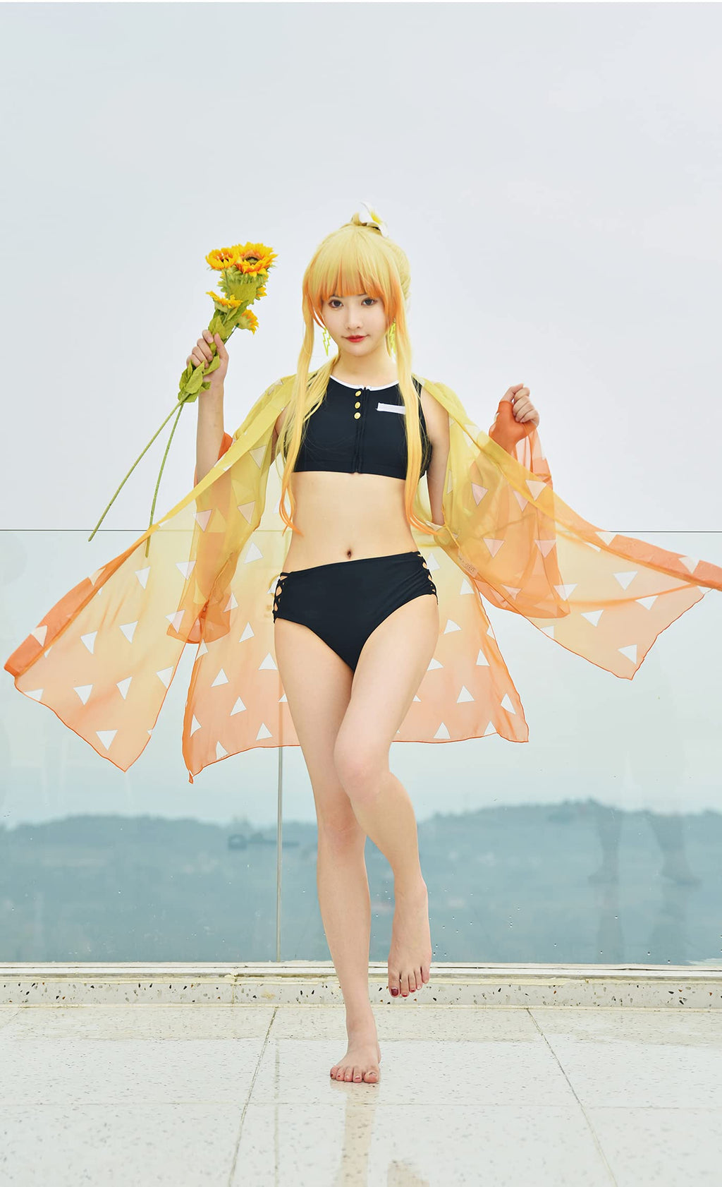 haikyuu Womens Cover up Swimsuit Anime Style Bathing Suit Japanese Cartoon Swimwear (Yellow, X-Large, x_l)