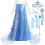 Luzlen Snow Princess Dress for Girls Toddler Queen Costume Halloween Christmas Cosplay Birthday Party Outfits Kids Blue, 3-4T(Tag 110)