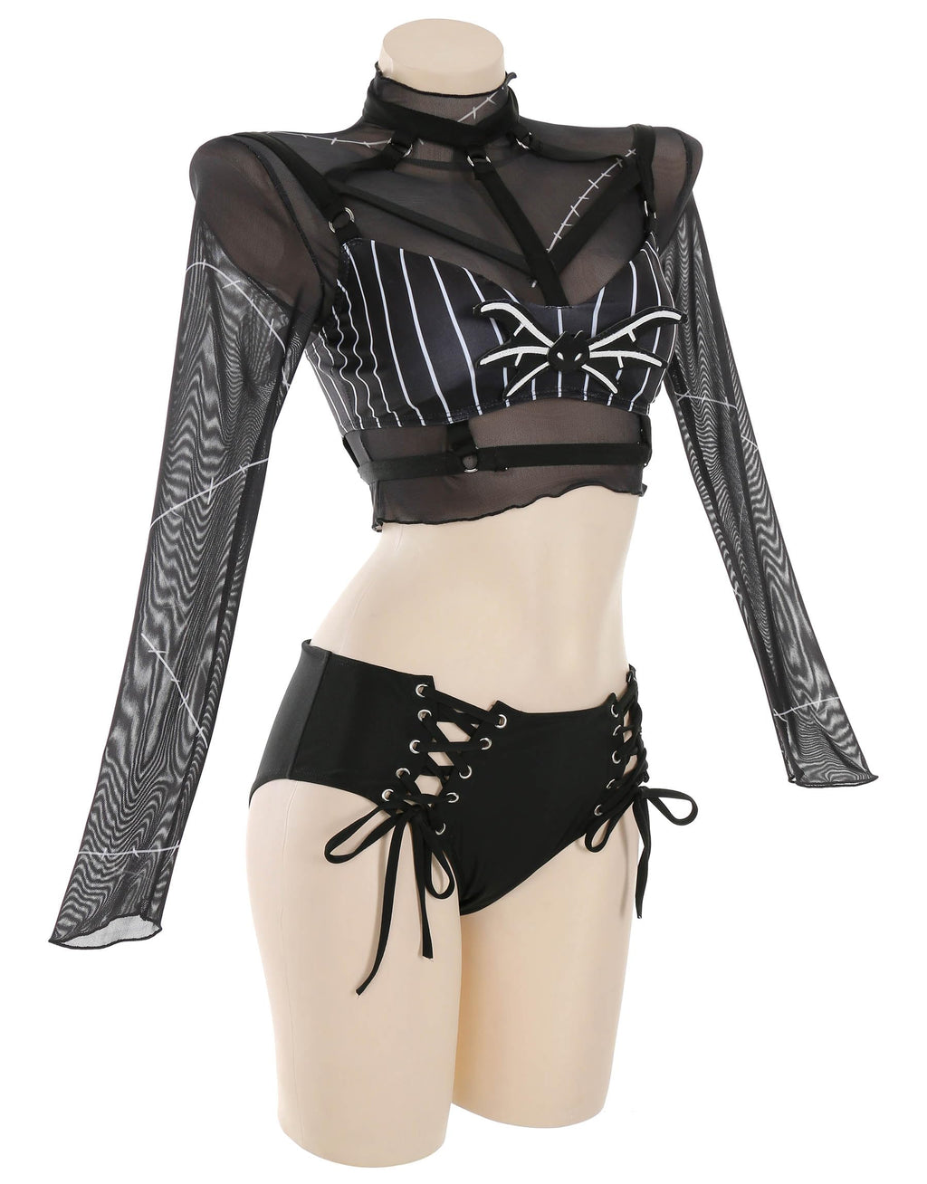 MEOWCOS Women's Bikini Sets Bathing Suit Swimsuits Halter Top and Shorts Bikini Sets with Tulle Cover-up