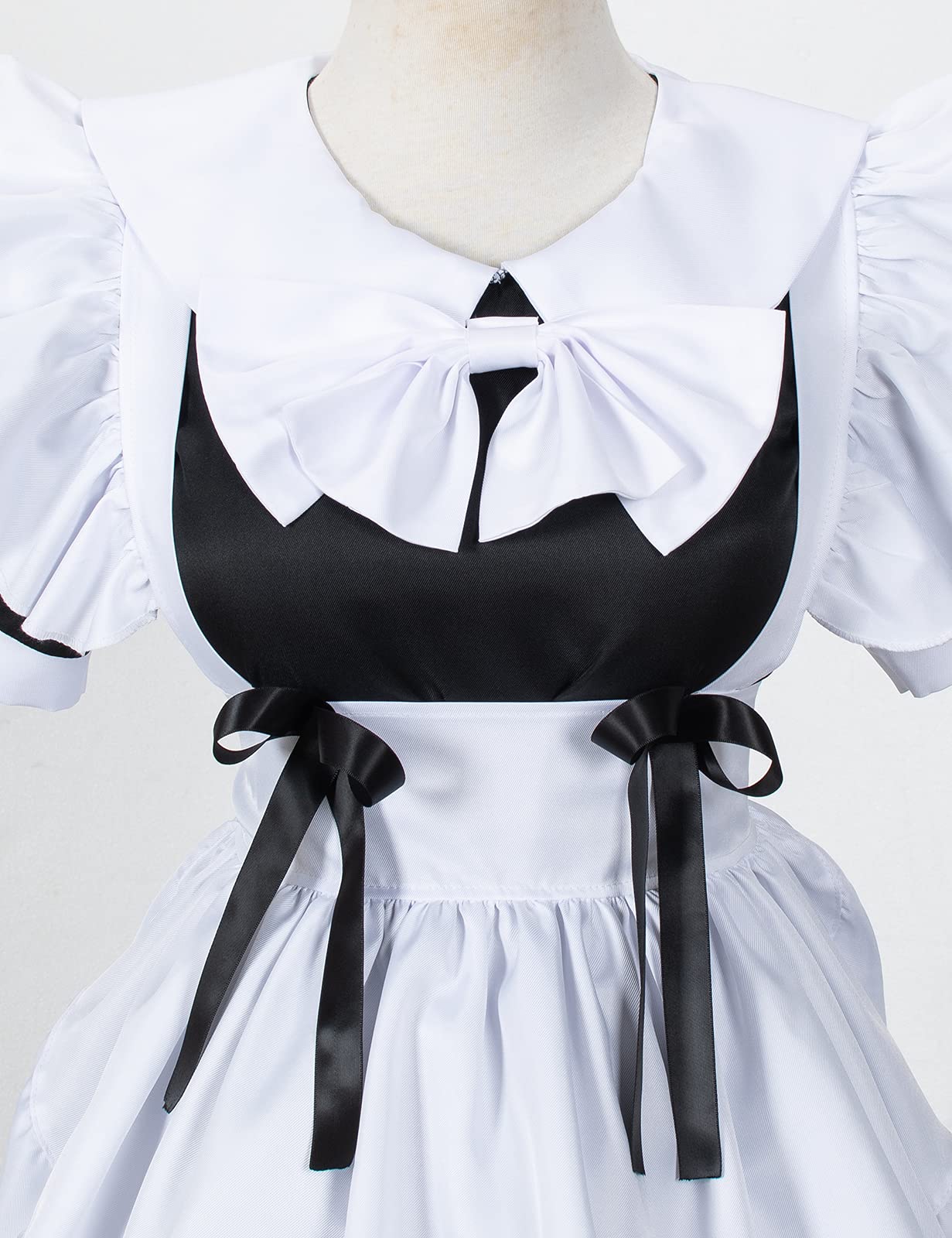 Irtysh Women Sweet Kawaii Costume Dress Anime French Maid Cosplay Furry Cat Ear Gloves Socks set(Black XL)