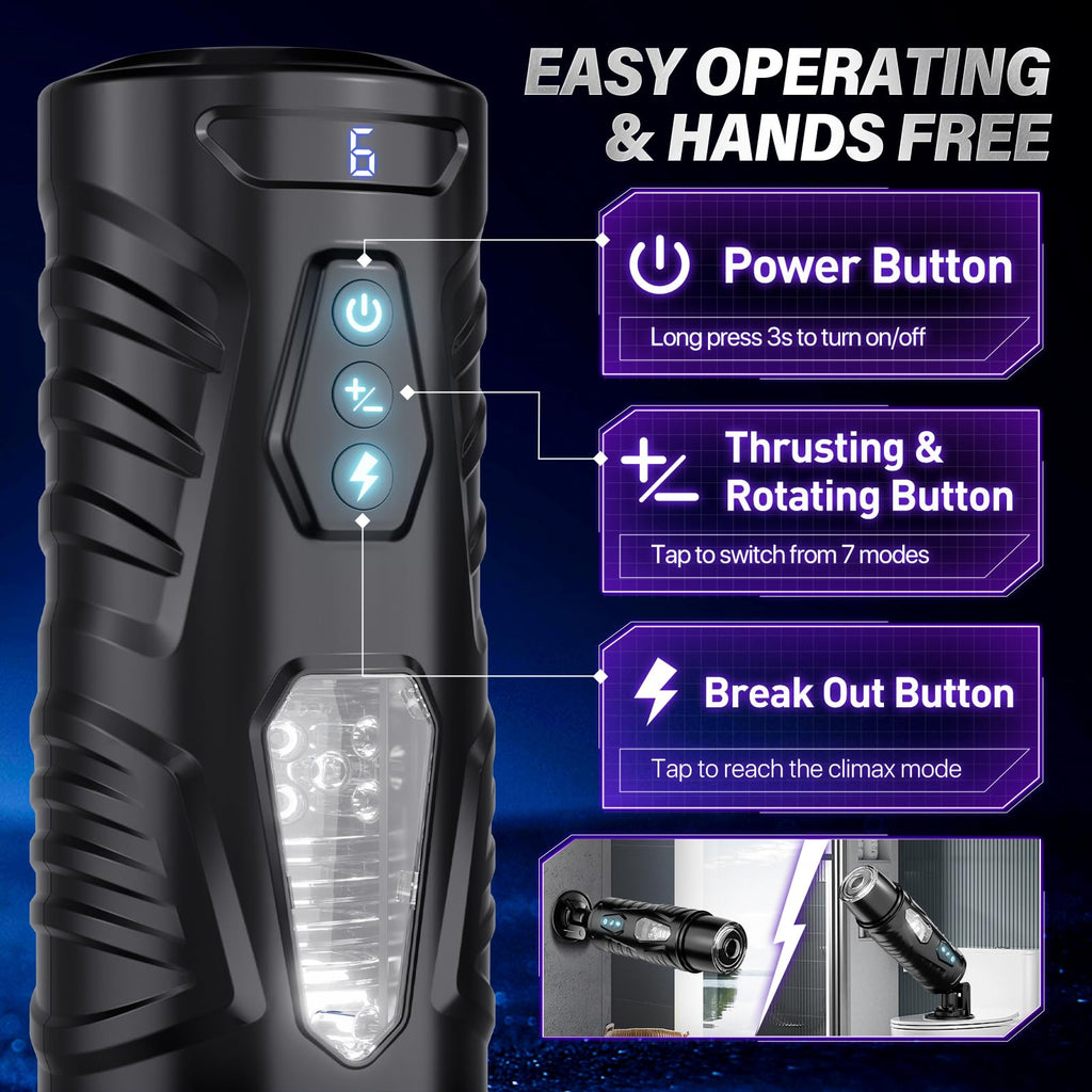 EINSEO AI Sync Male Masturbator Sex Toys for Men - Adult Toy Male Sex Toys with 7 Thrusting & 7 Rotating Modes, Pocket Pussy Hands Free Sex Machine LCD Display with Visual Window & Mounting Base