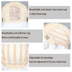 MISSQUEEN Short White Wig with Bangs,Wavy White Bob Wigs for Women Synthetic Wavy Bob Shoulder Length Wigs Natural Looking Heat Resistant Fiber hair Wig for Daily Party Cosplay Use