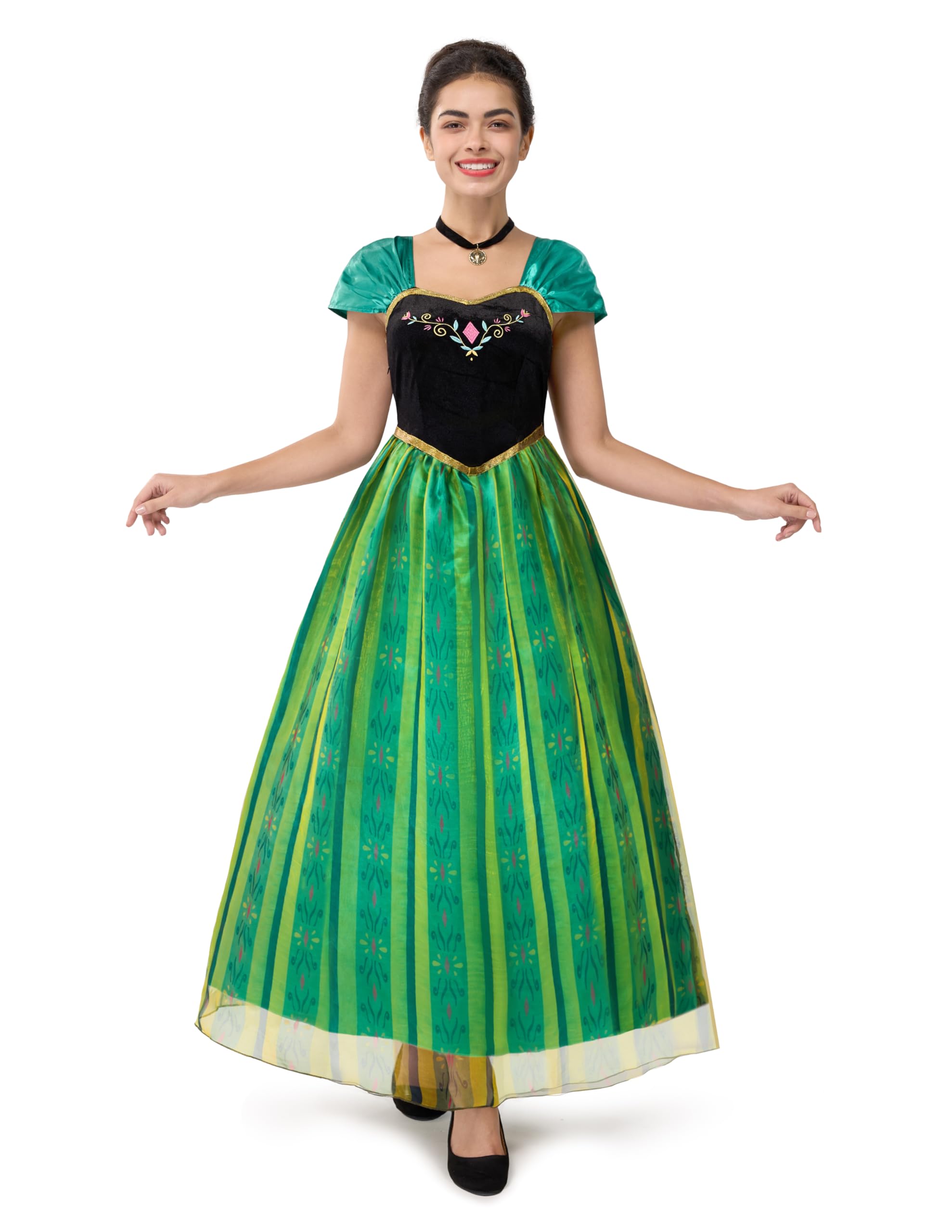 Spooktacular Creations Adult Princess Costume, Halloween Women Coronation Dress Costume Cosplay, Green Princess Dress-XXL