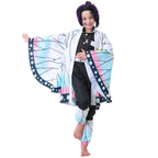 Powzaty Anime Cosplay Costume Kimono Full Set Adult Girls Robe Cloak Costume Set Halloween Kimono Outfit Cosplay with Wig (Butterfly Set, Kids 140)