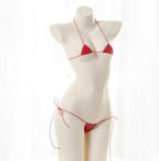 JasmyGirls Leather Micro Bikini Extreme Anime Lingerie Sexy Cosplay Outfit Japanese Bra Panty Set Two Piece Thong Swimsuit